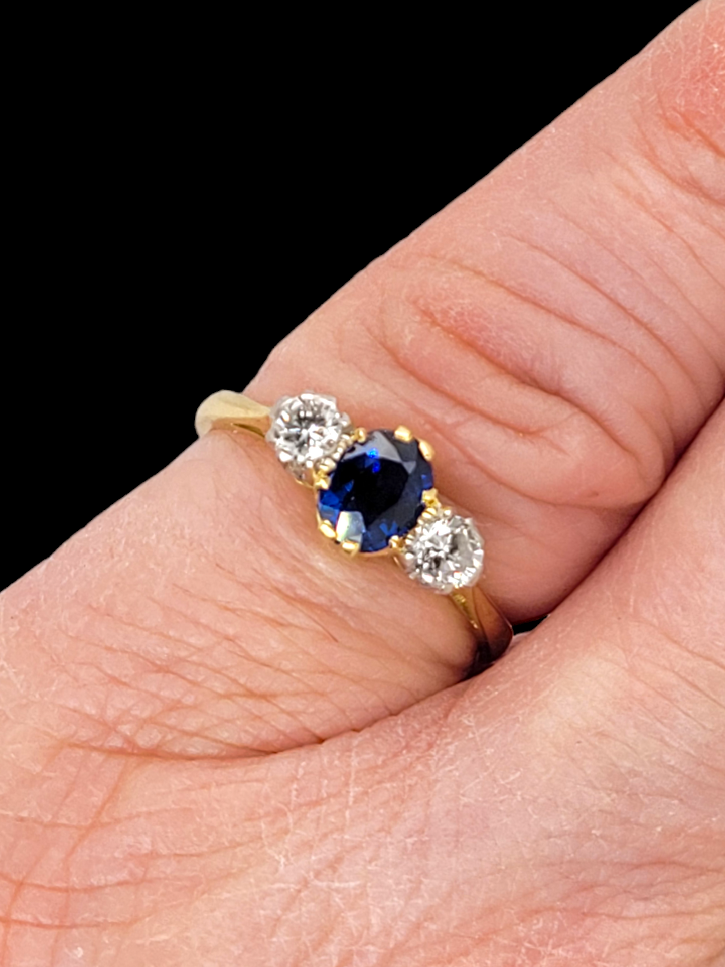 Sapphire and diamond three stone engagement ring
SKU: 7235