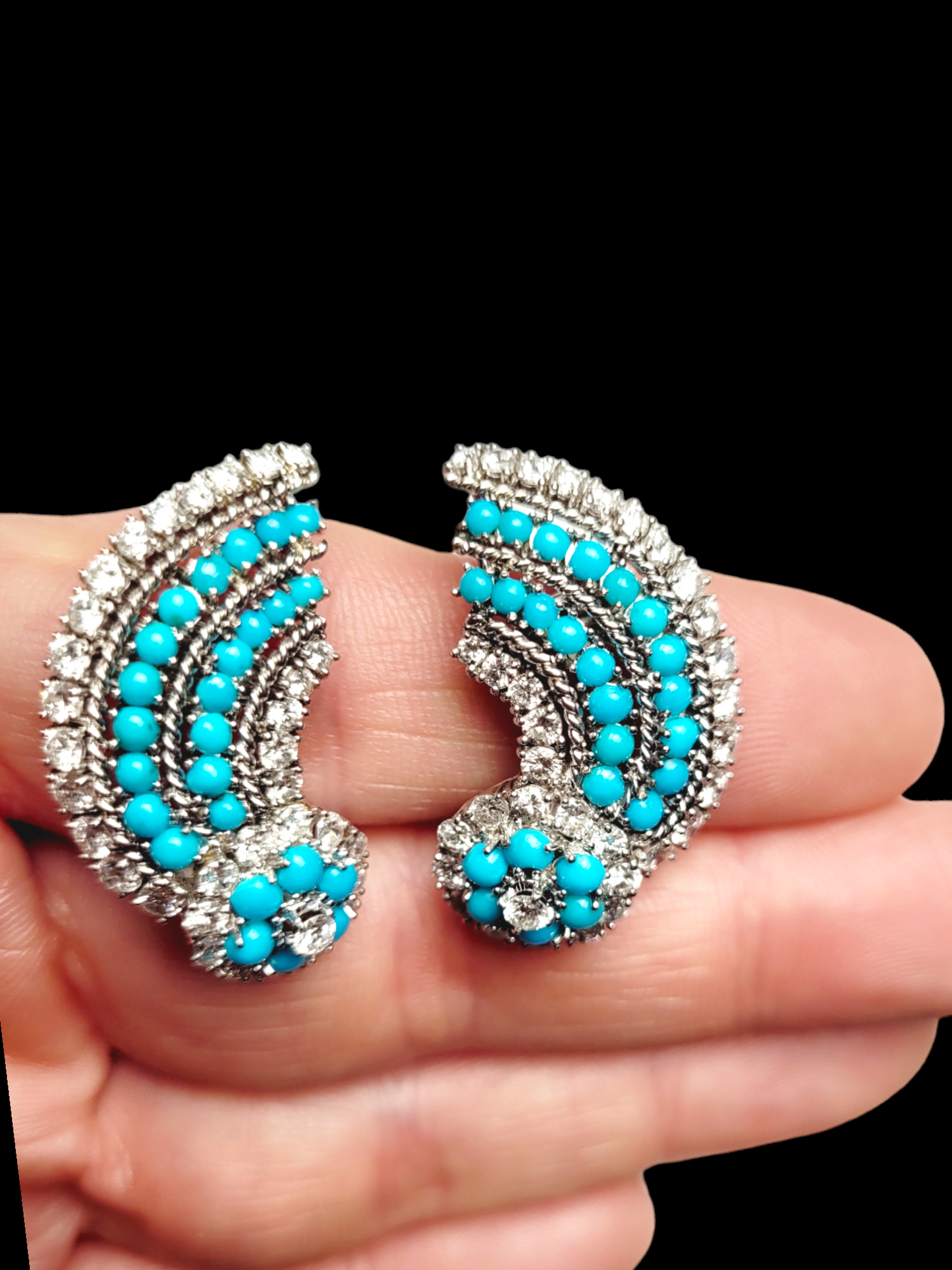 Vintage turquoise and diamond earrings
SKU: 7263