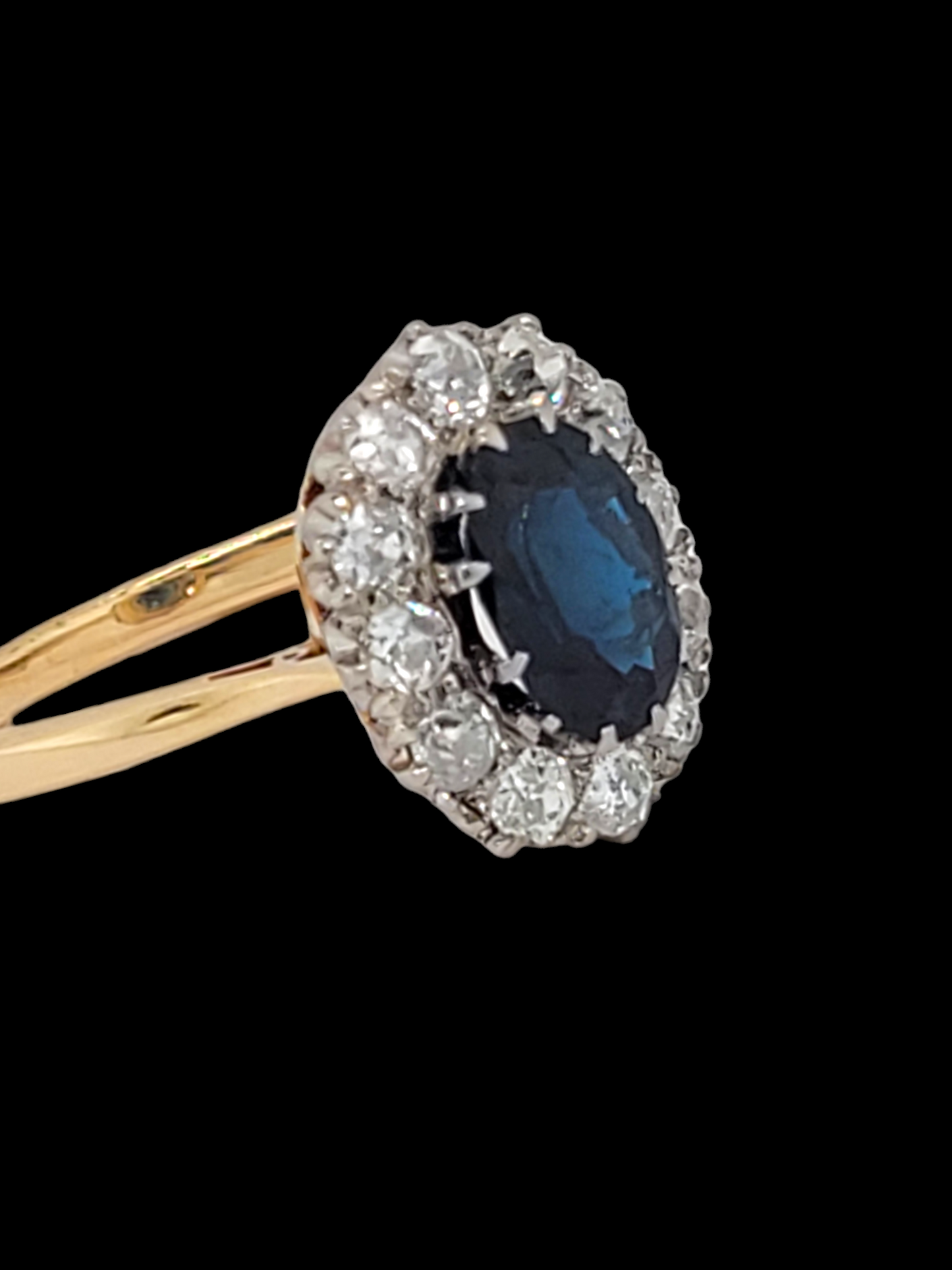 Sapphire and old cut diamond cluster ring
SKU: 7315