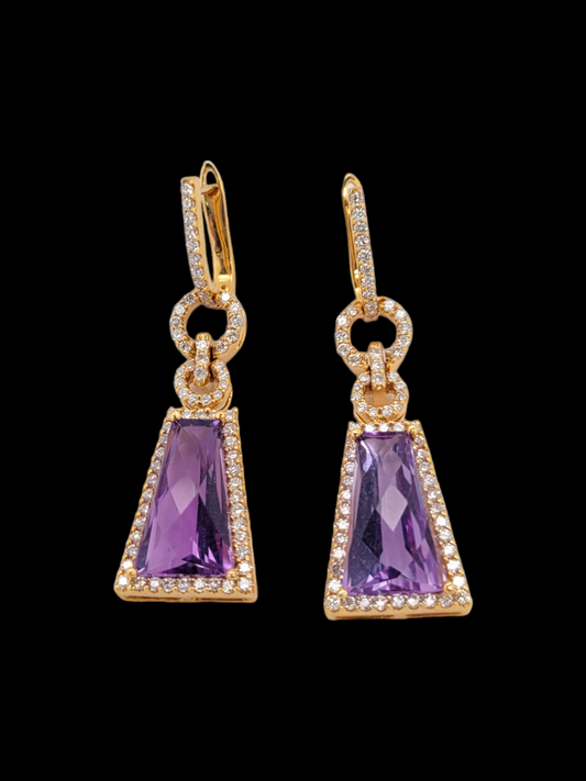 Modern Amethyst and diamond drop earrings
SKU: 7318