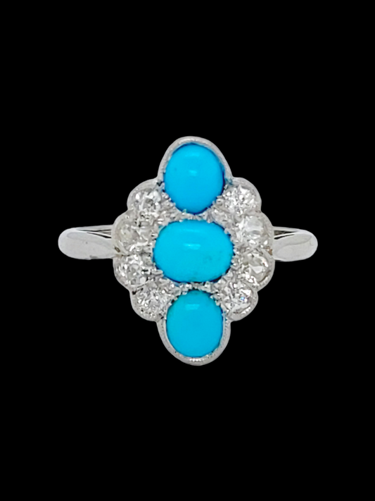 Art deco vibrant Persian turquoise and diamond ring
SKU: 7340