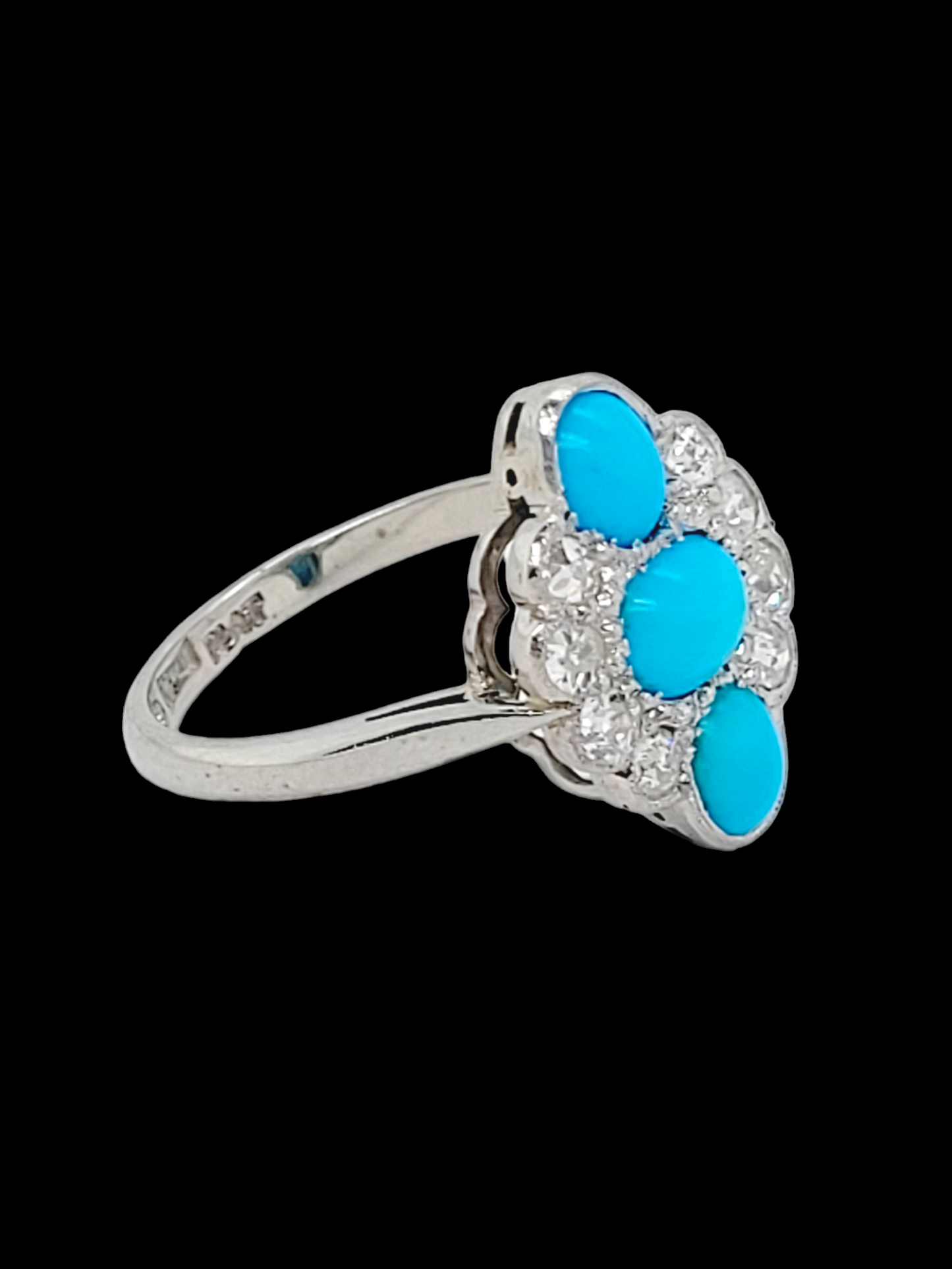 Art deco vibrant Persian turquoise and diamond ring
SKU: 7340