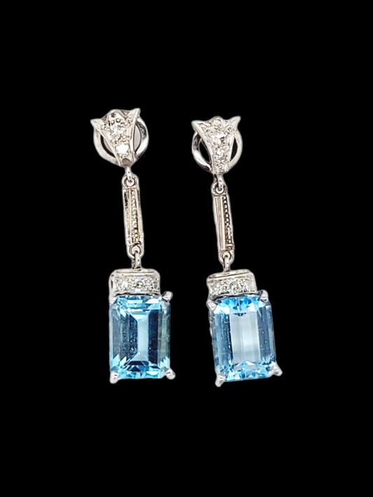 Artdeco aquamarine and diamond drop earrings
SKU: 7353