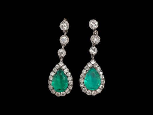 Antique Columbian emerald and diamond drop earrings
SKU: 7363