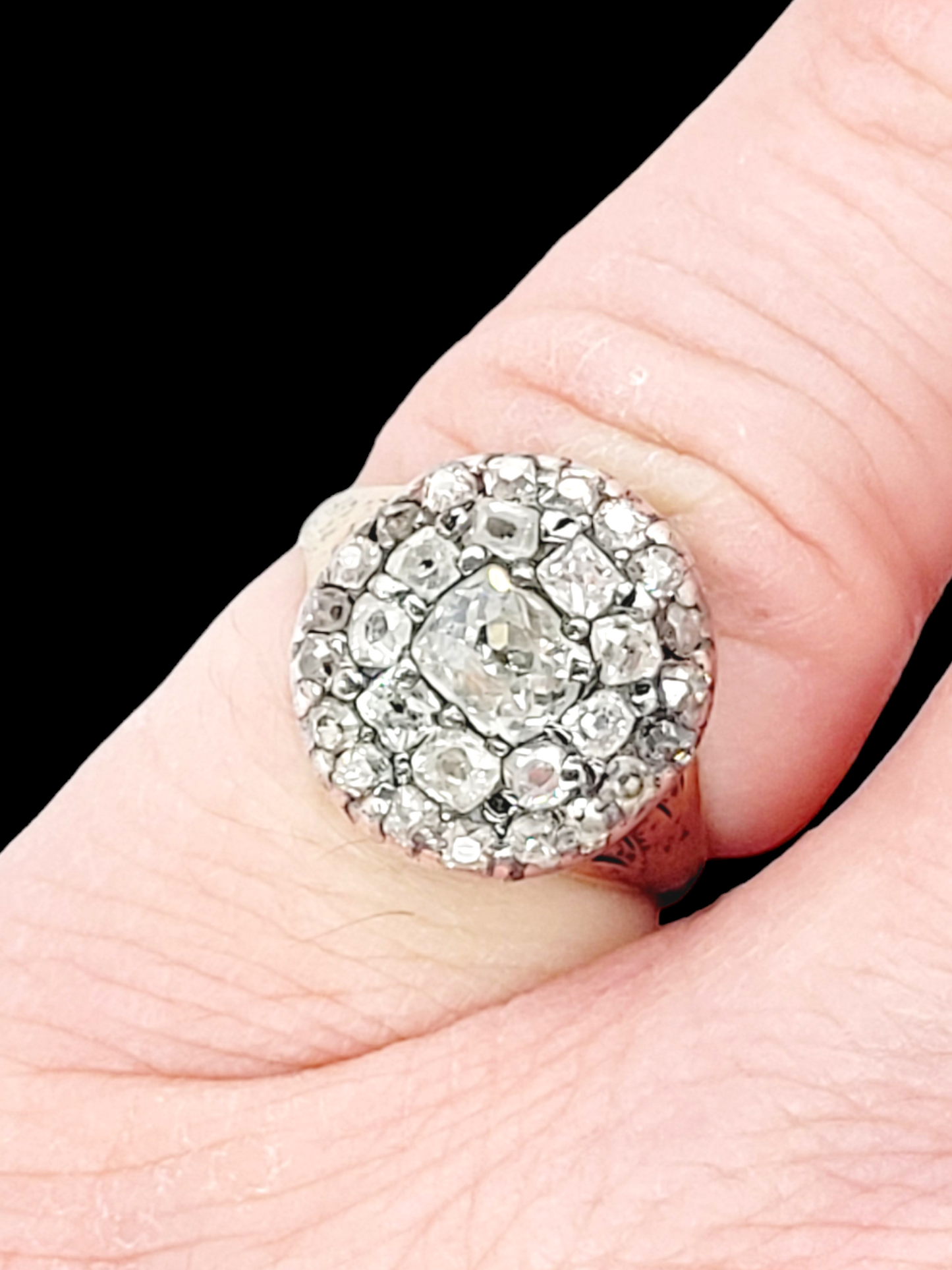 Georgian chunky old mine cut button cluster ring
SKU: 7370