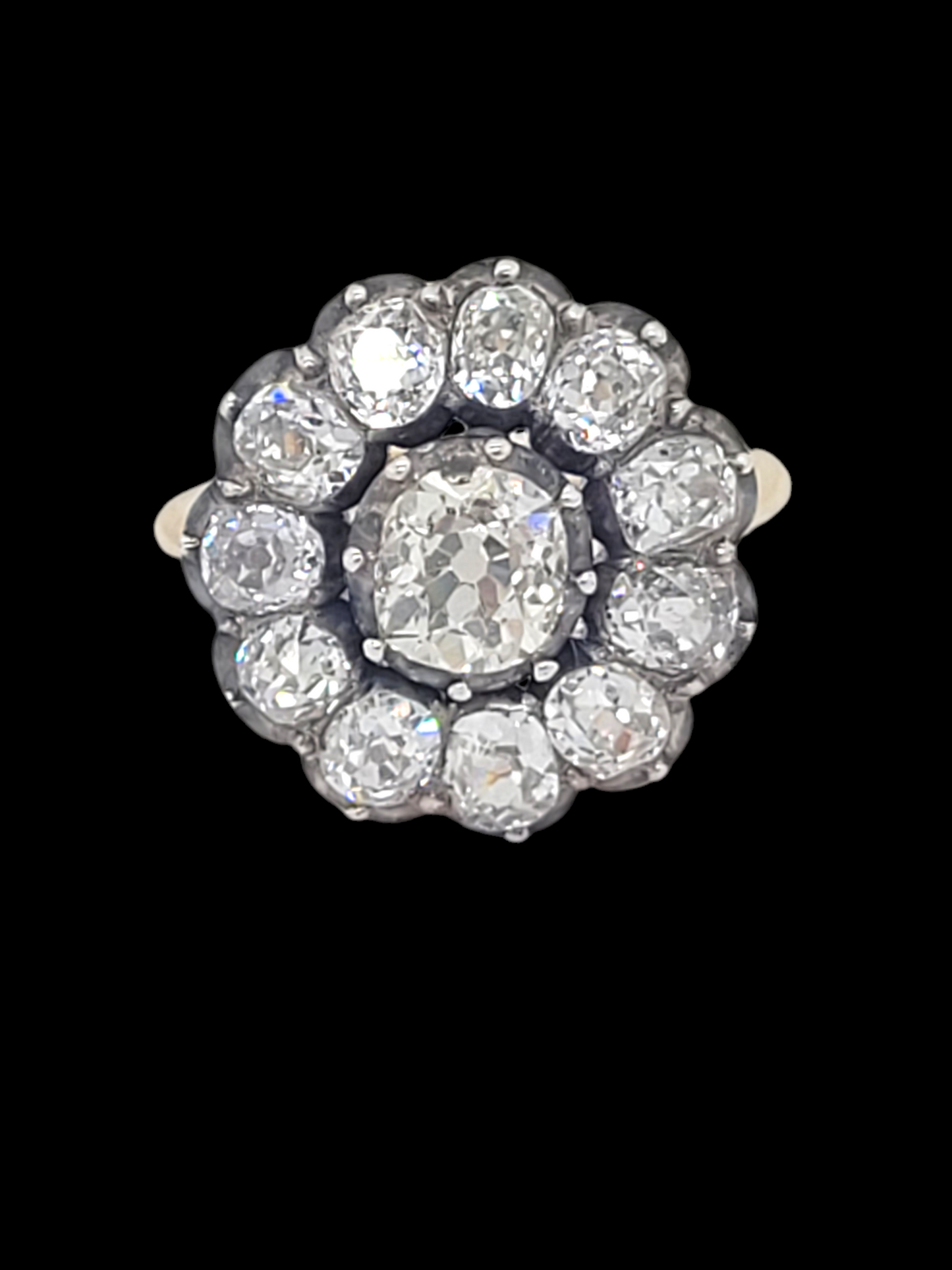 Antique old mine cut diamond cluster engagement ring
SKU: 7504