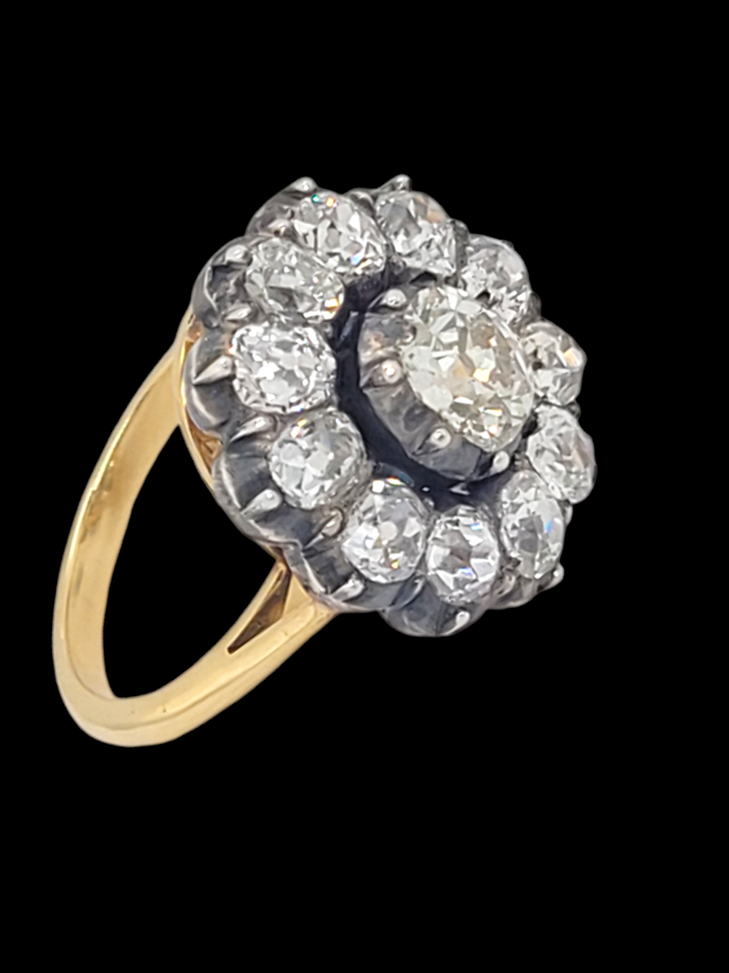 Antique old mine cut diamond cluster engagement ring
SKU: 7504
