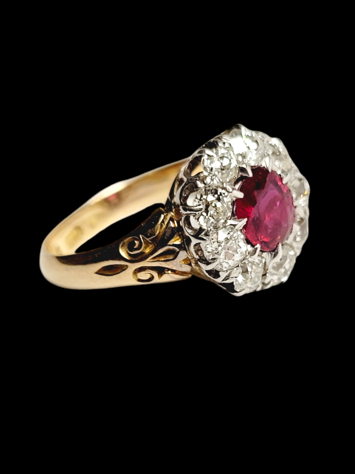 Antique Ruby and diamond cluster ring
SKU: 7533