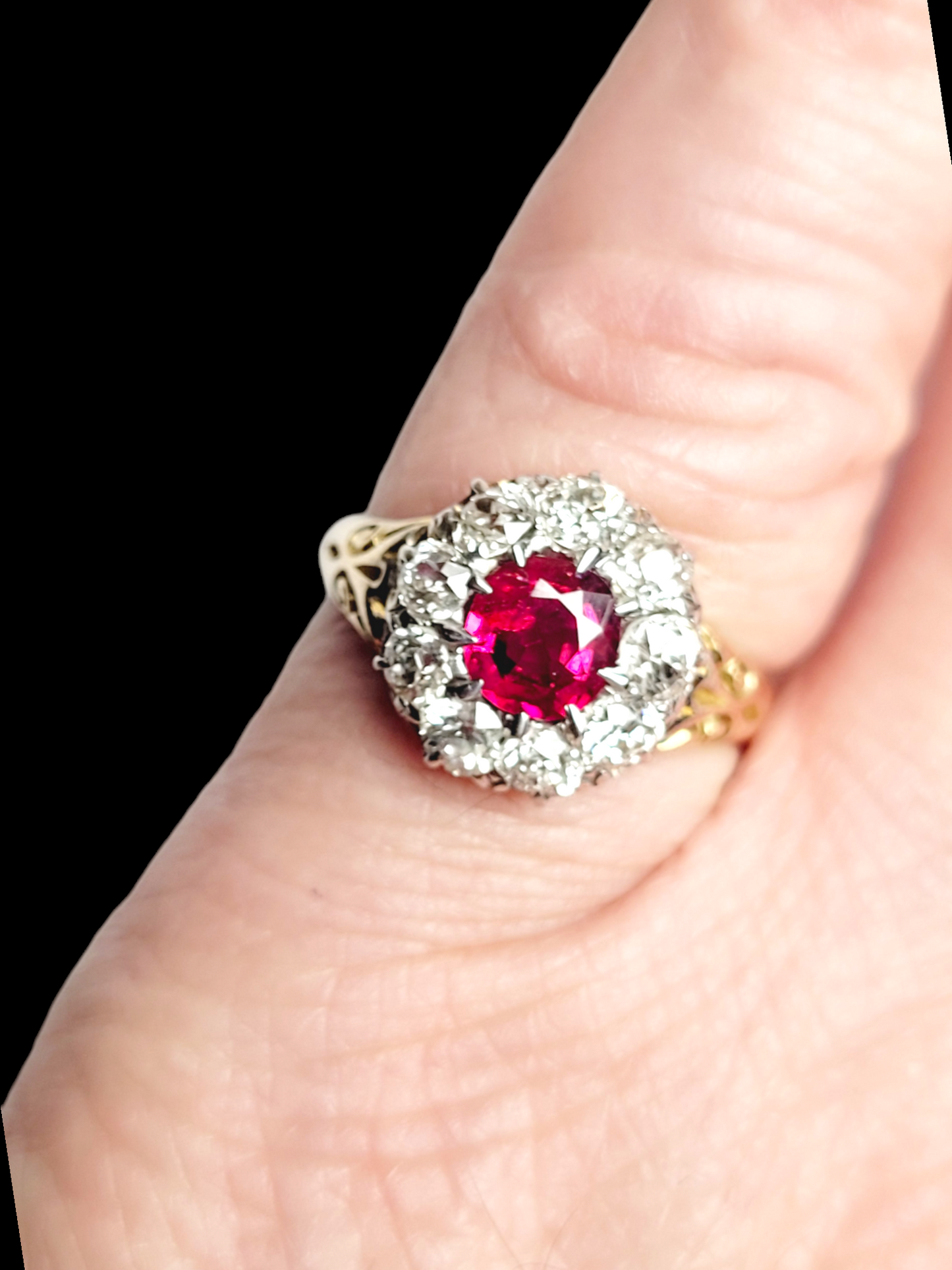 Antique Ruby and diamond cluster ring
SKU: 7533