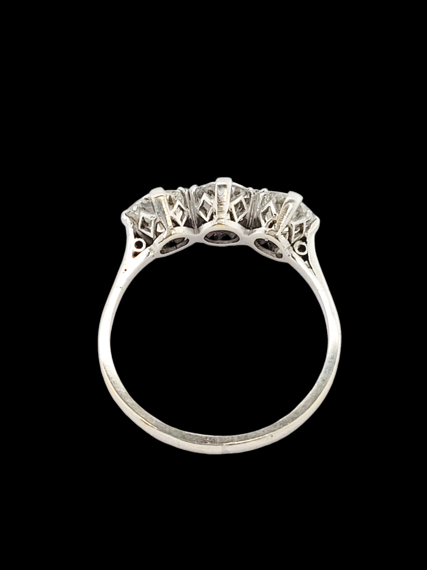 Art deco old European transitional cut diamond trilogy engagement ring
SKU: 7551