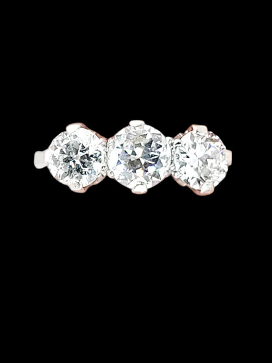 Art deco old European transitional cut diamond trilogy engagement ring
SKU: 7551