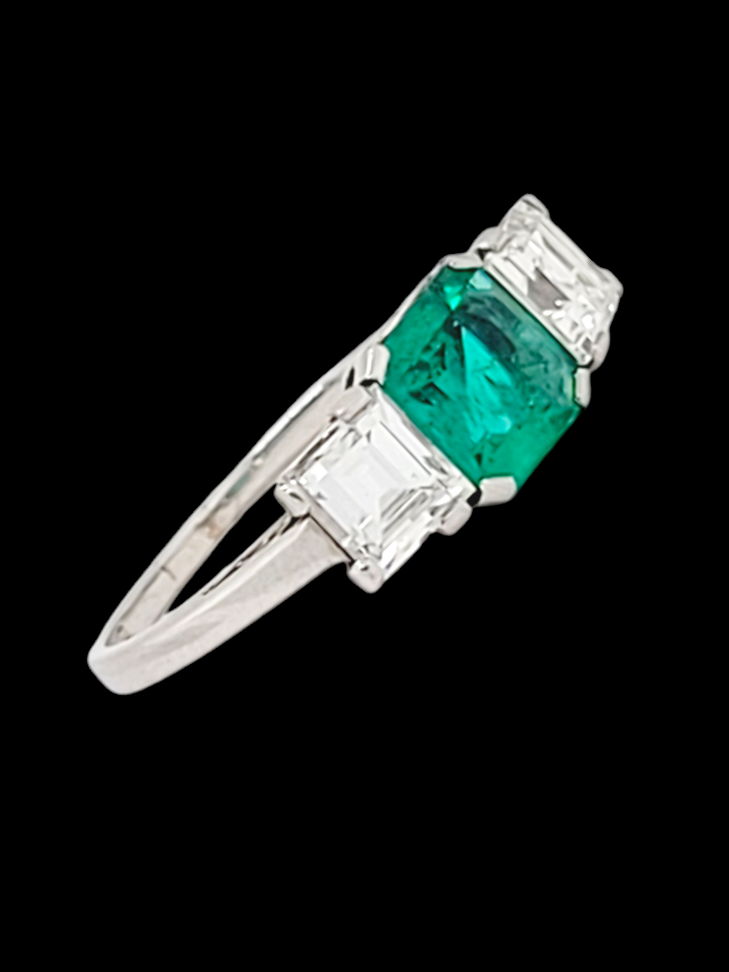 Fine art deco Columbian emerald and square cut diamond engagement ring
SKU: 7550