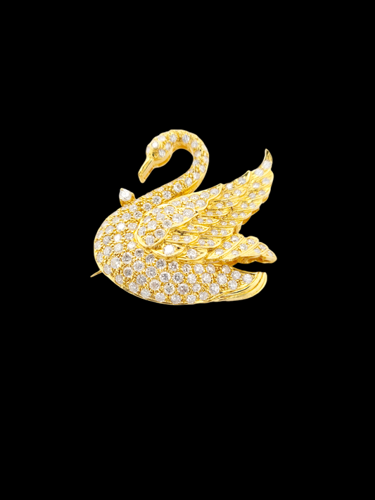 Vintage Swan pave set diamond brooch
SKU: 7598