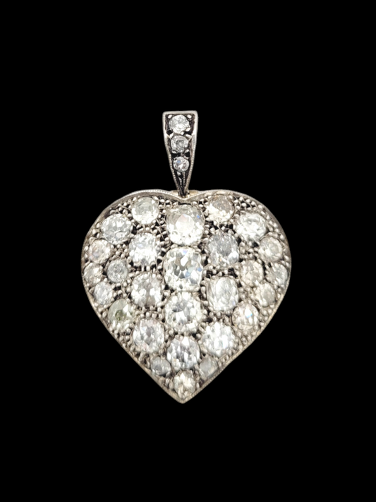 Antique chunky old mine cut diamond heart pendant
SKU: 7636