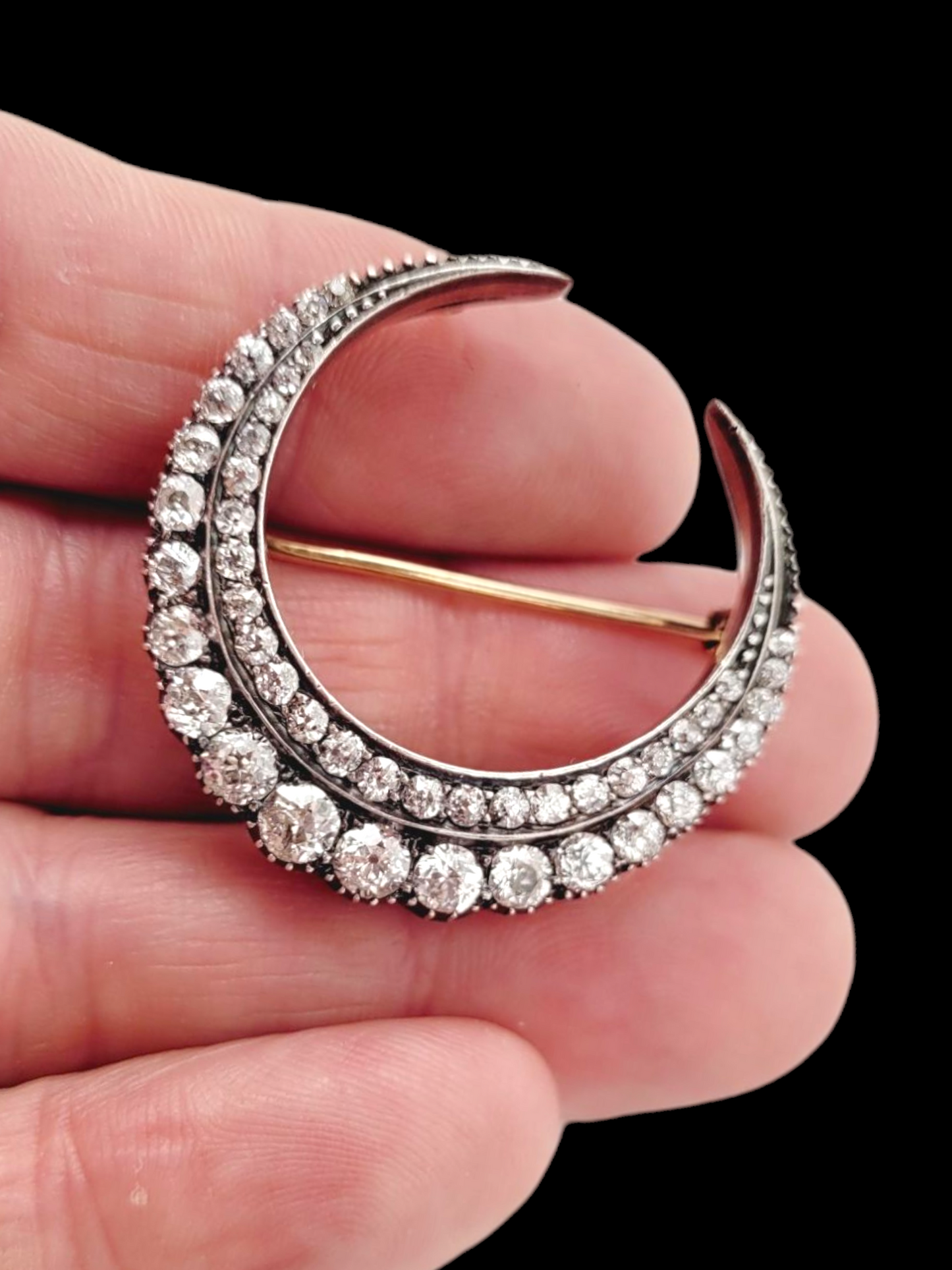 Antique diamond crescent brooch, pendant
SKU: 7644