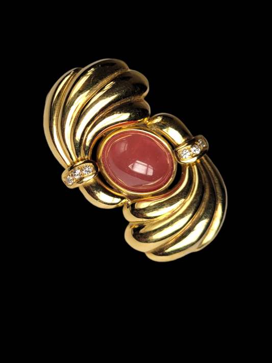 Vintage Rhodochrosite and diamond gold brooch
SKU: 7660