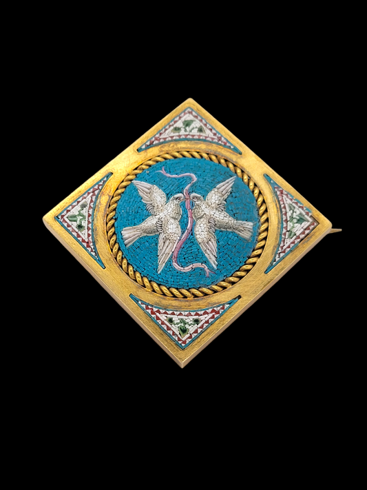 Fine Antique micro mosaic love birds brooch
SKU: 7690