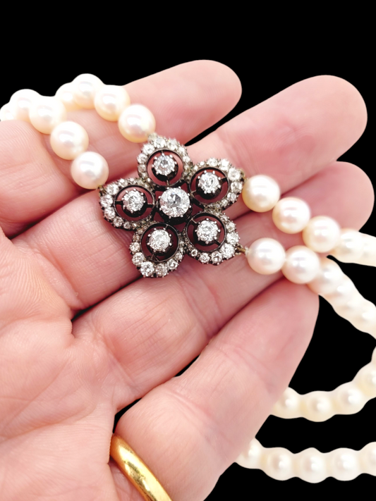 Antique diamond cluster pearl choker
SKU: 7696