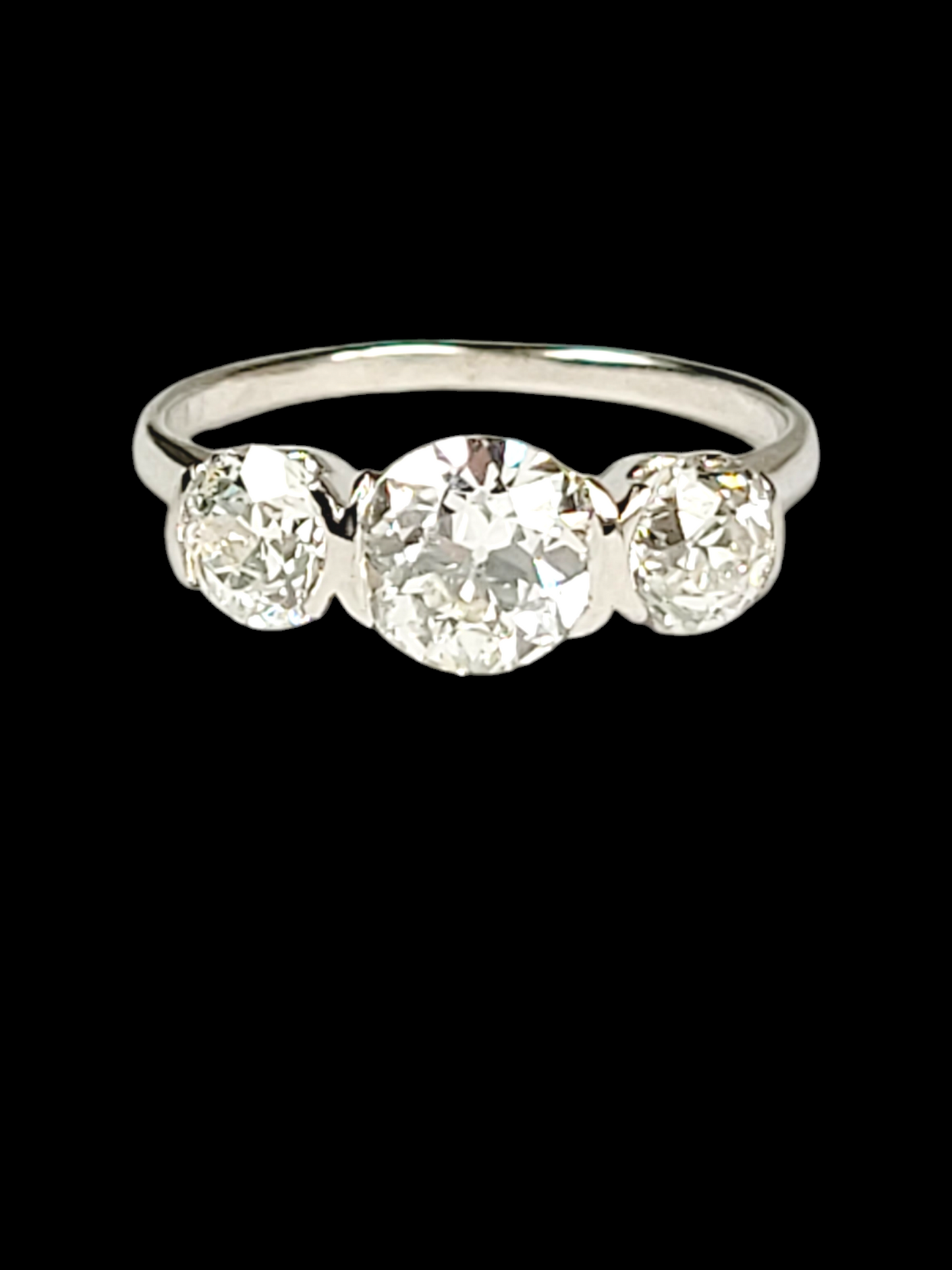 Antique old European transitional cut diamond three stone ring
SKU: 7726