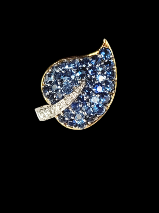 Vintage Montana sapphire and diamond leaf brooch
SKU: 7732
