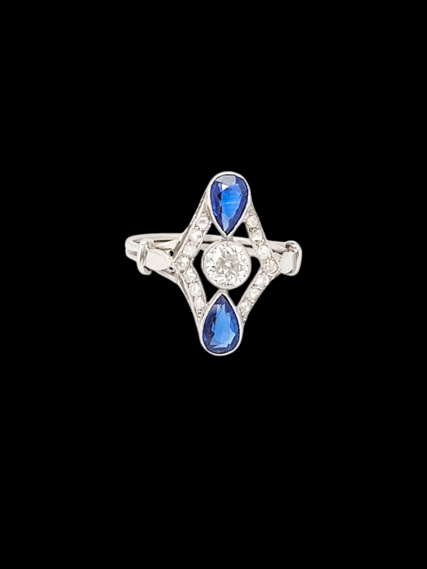Art deco sapphire and diamond navette ring
SKU: 7738