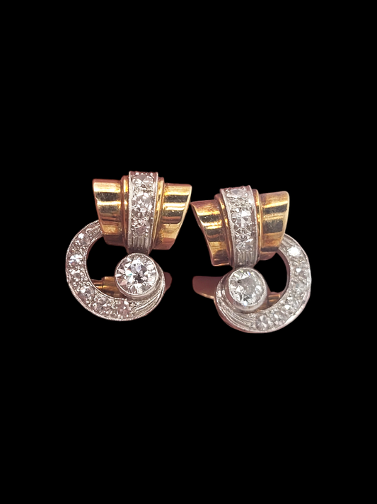 Stylish 1940's 18ct gold and old cut diamond earrings
SKU: 7742