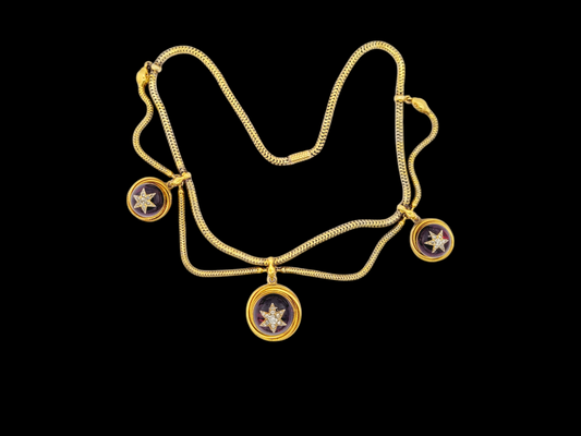 Snake swag necklace with garnet and diamond stars
SKU: 7805