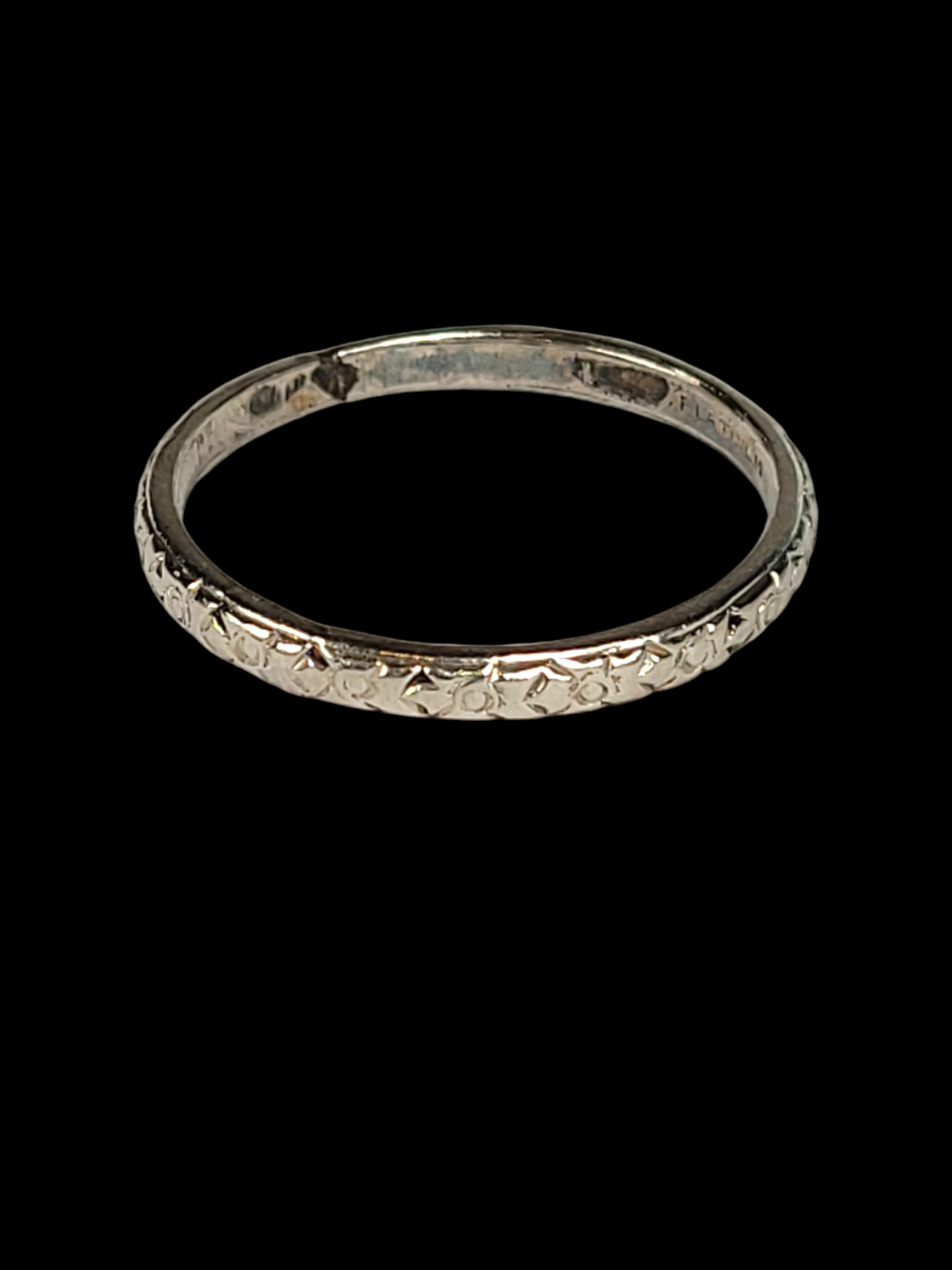 Art deco carved platinum wedding band
SKU: 7862