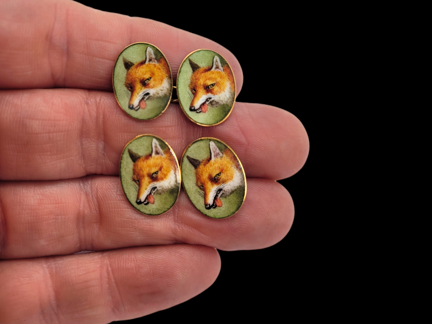 Superb enamel Edwardian fox cufflinks
SKU: 7925