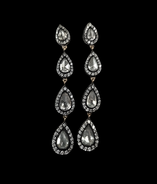 Long diamond pear drop cluster earrings
SKU: 4892