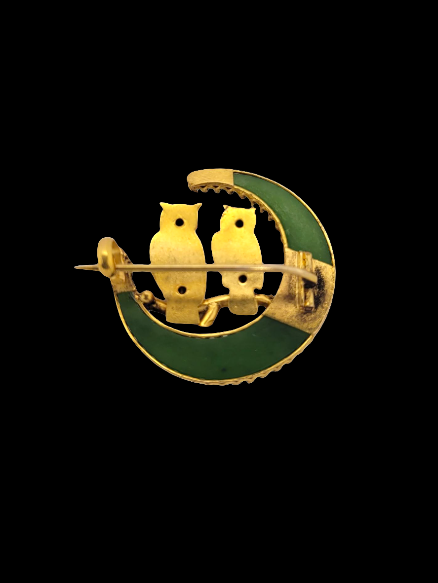 Two owl and crescent moon brooch
SKU: 8226