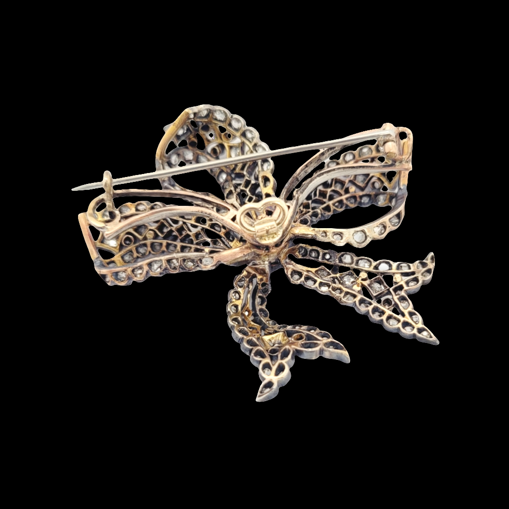 Antique diamond bow brooch