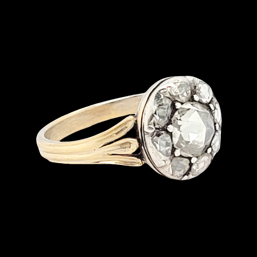 Georgian Rose cut diamond button cluster ring sku 6283