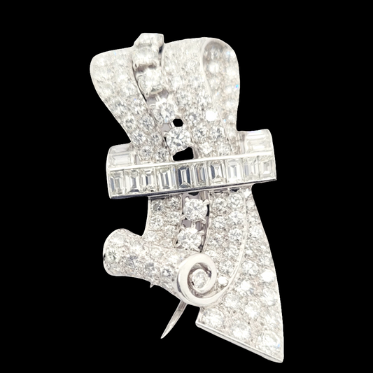 Stylish art deco diamond brooch