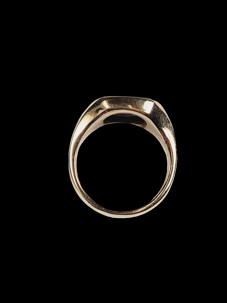 Cushion shaped bloodstone 9ct gold signet ring sku 8449