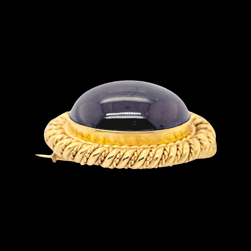 Antique Cabochon garnet brooch