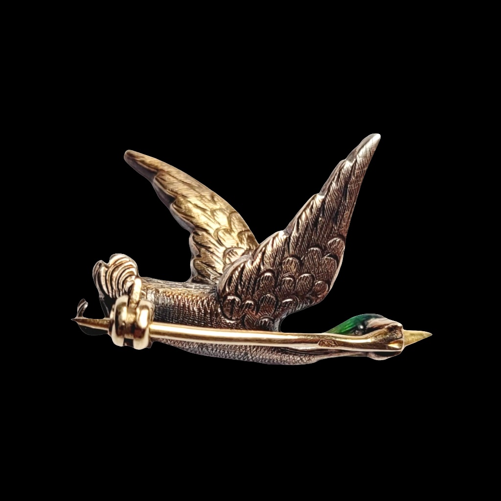 Antique enamel and diamond duck brooch sku 5769