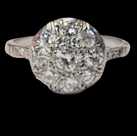 Antique diamond cluster engagement ring sku 5655