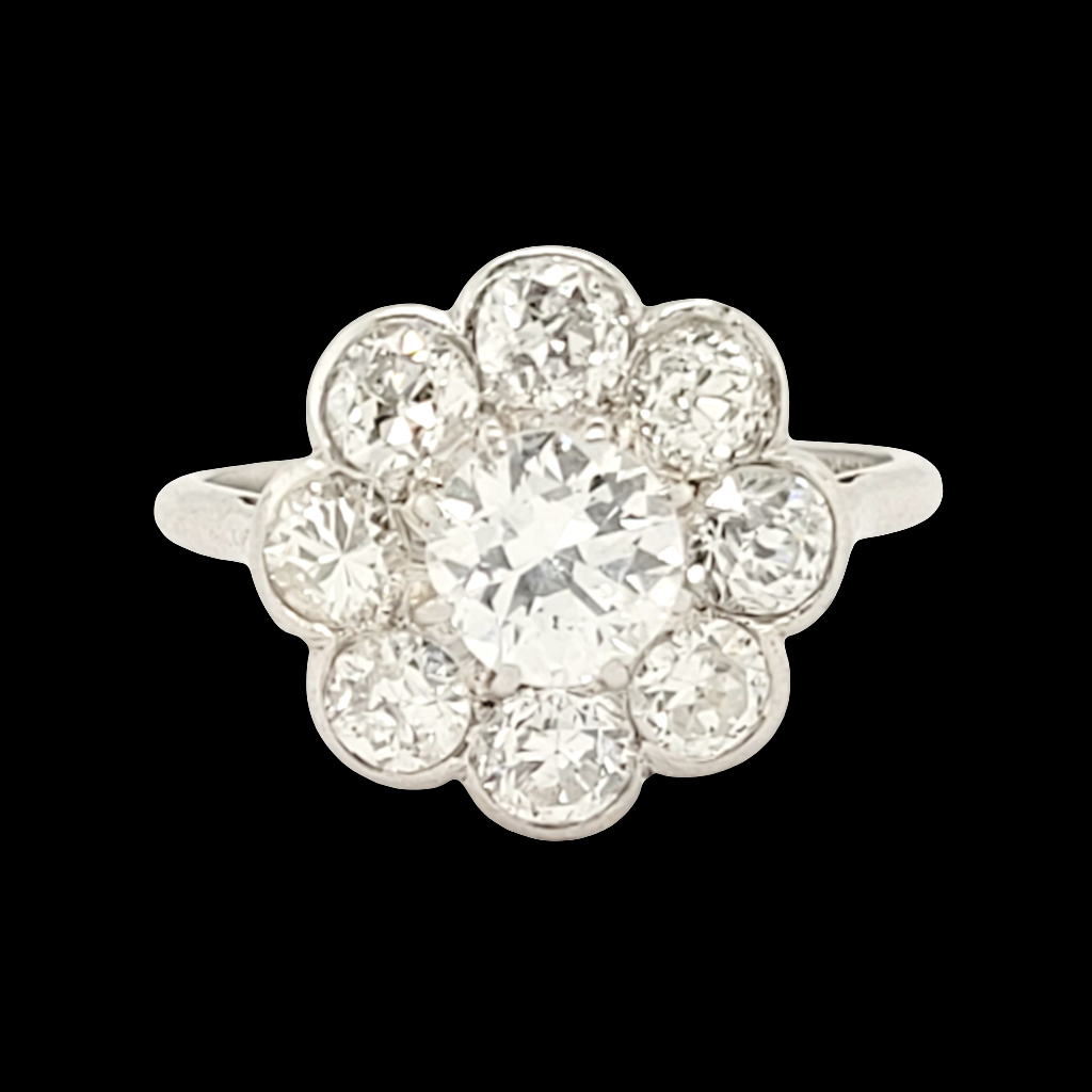Art deco diamond cluster engagement ring SKU: 6234