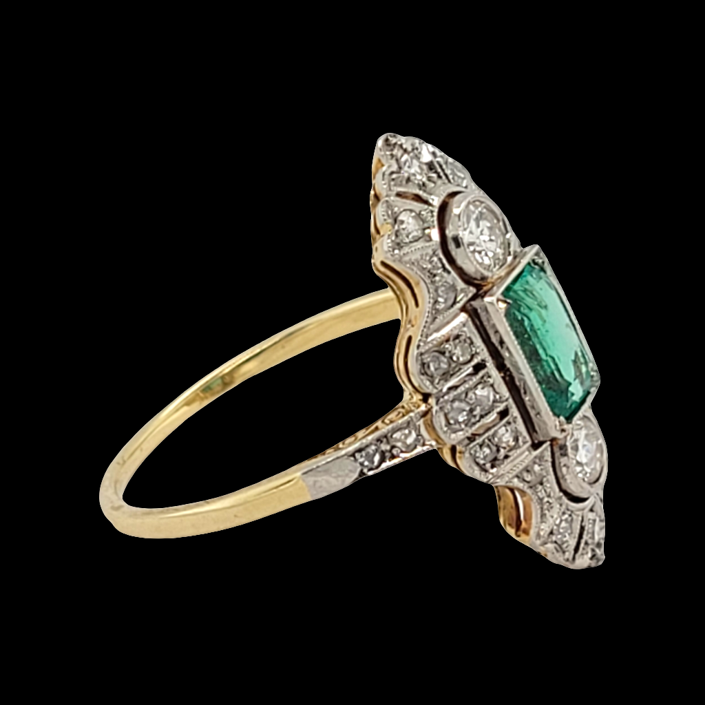 Art deco emerald and diamond dress ring SKU: 6236
