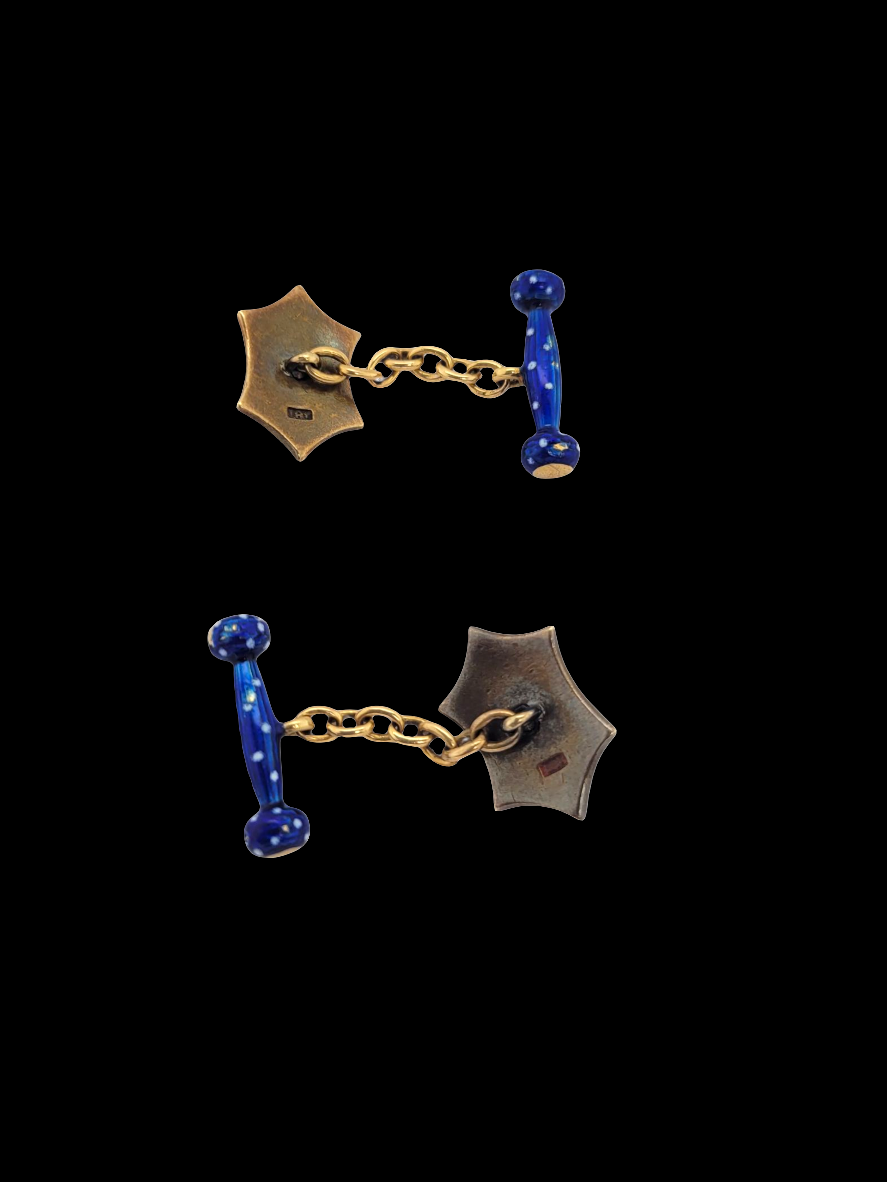 Antique blue enamel and diamond Edwardian cufflinks
SKU: 8228