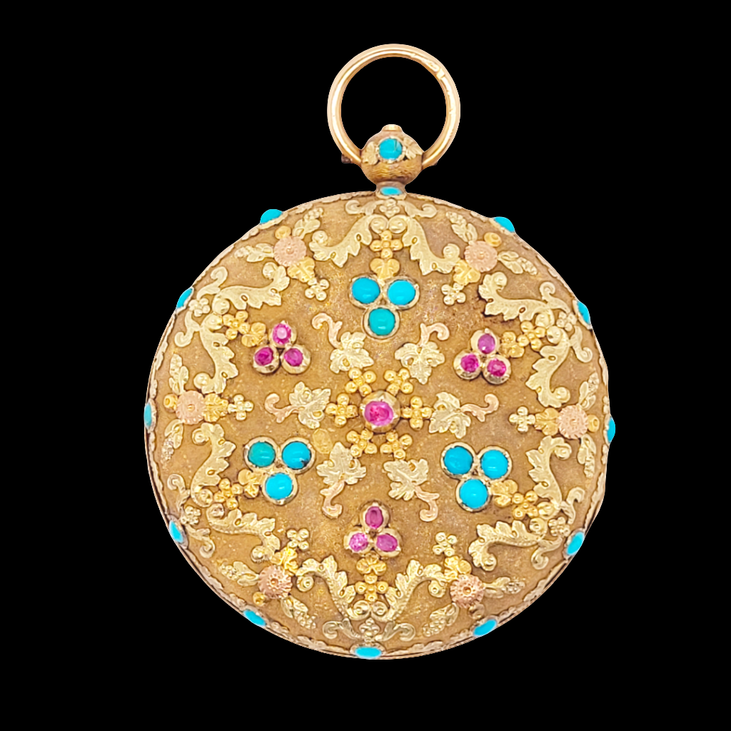Regency three colour gold ruby and turquoise watch
SKU: 6654