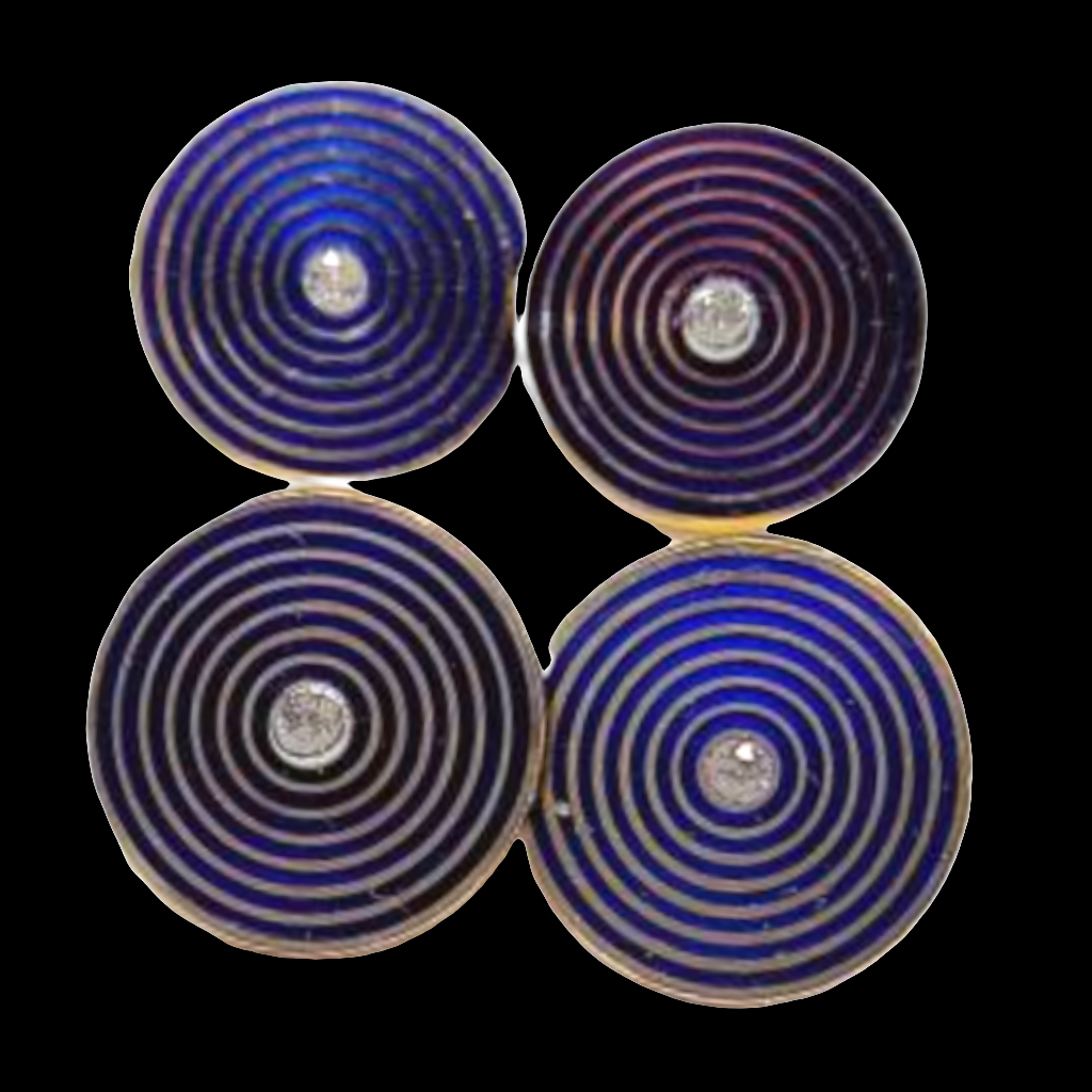 Edwardian blue enamel and diamond 18ct gold cufflinks sku 5845