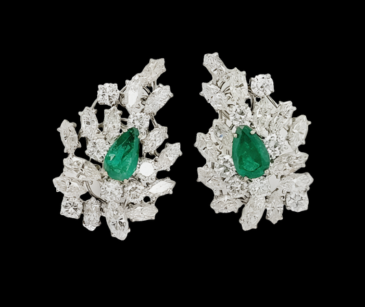 Vintage marquise diamond and emerald earrings
SKU: 7081