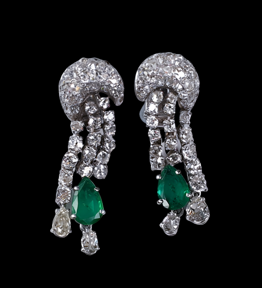 Dramatic Emerald and Diamond Earrings by Pierre Sterle
SKU: 3634