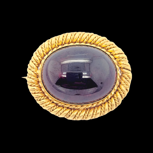 Antique Cabochon garnet brooch