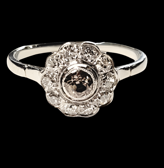 Cognac diamond cluster engagement ring sku 5665