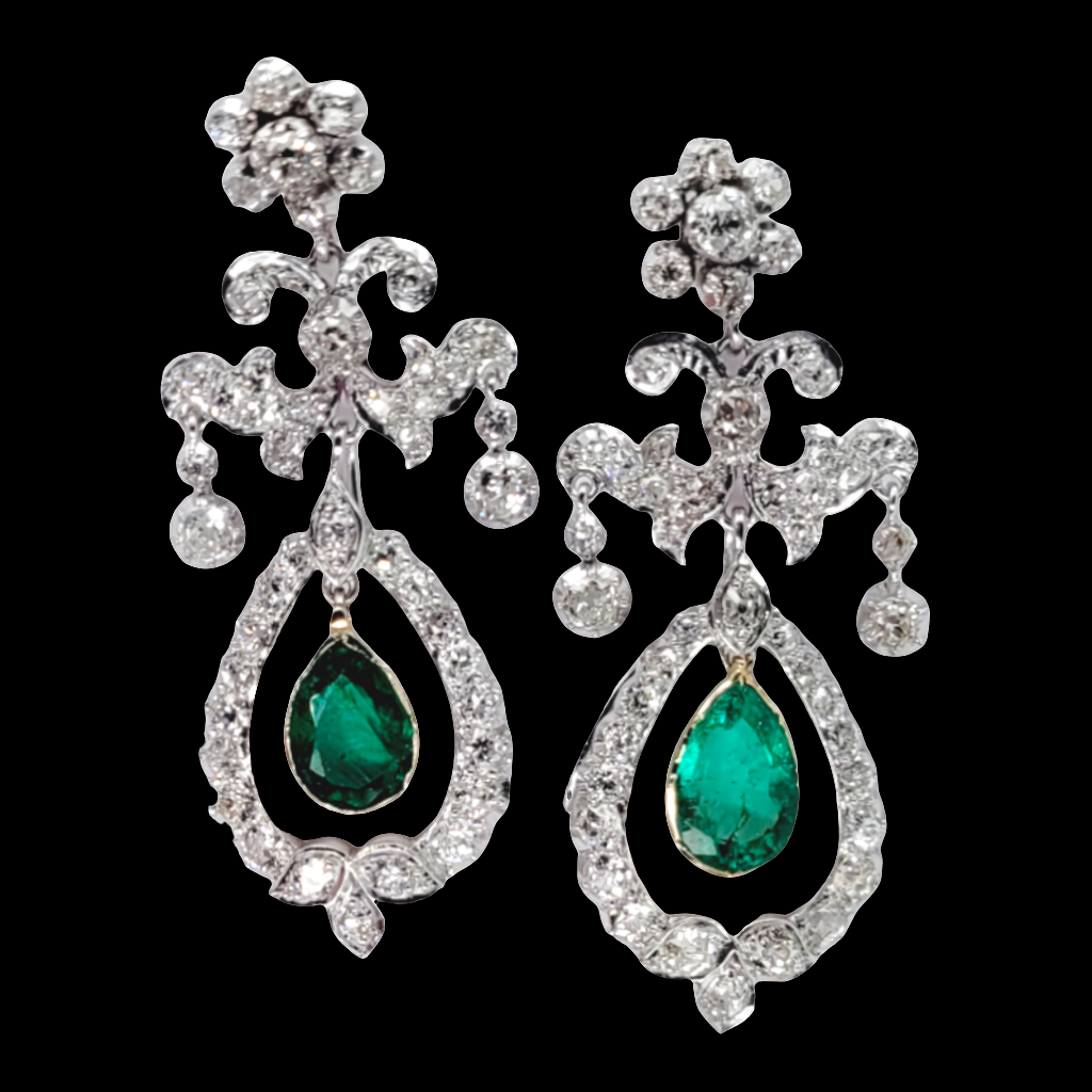 Antique emerald and diamond drop earrings
SKU: 6571