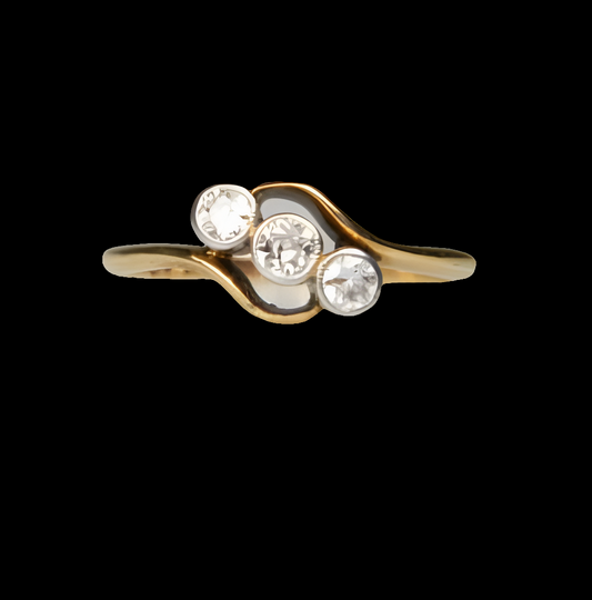 Edwardian Three Stone Diamond Crossover Engagement Ring
SKU: 1928