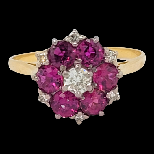 Vintage Ruby and diamond cluster ring
SKU: 6514